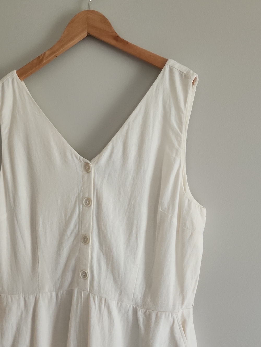 Linen Blend Cream Sleeveless Button-Front Wide Leg Jumpsuit NWT